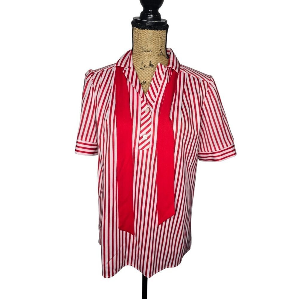 Vintage Top Notch Red White Striped Nautical Shirt